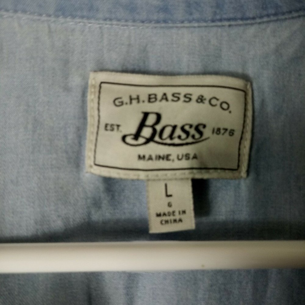 GH Bass & Co. Womens Cotton Knit Blouse Rope Lace Up 3/4 Bell Sleeve Blue Large - Picture 3 of 6